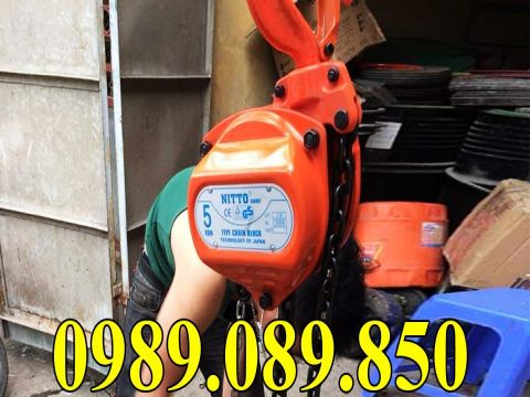Pa lăng xích kéo tay Nitto 5 tấn 5 mét