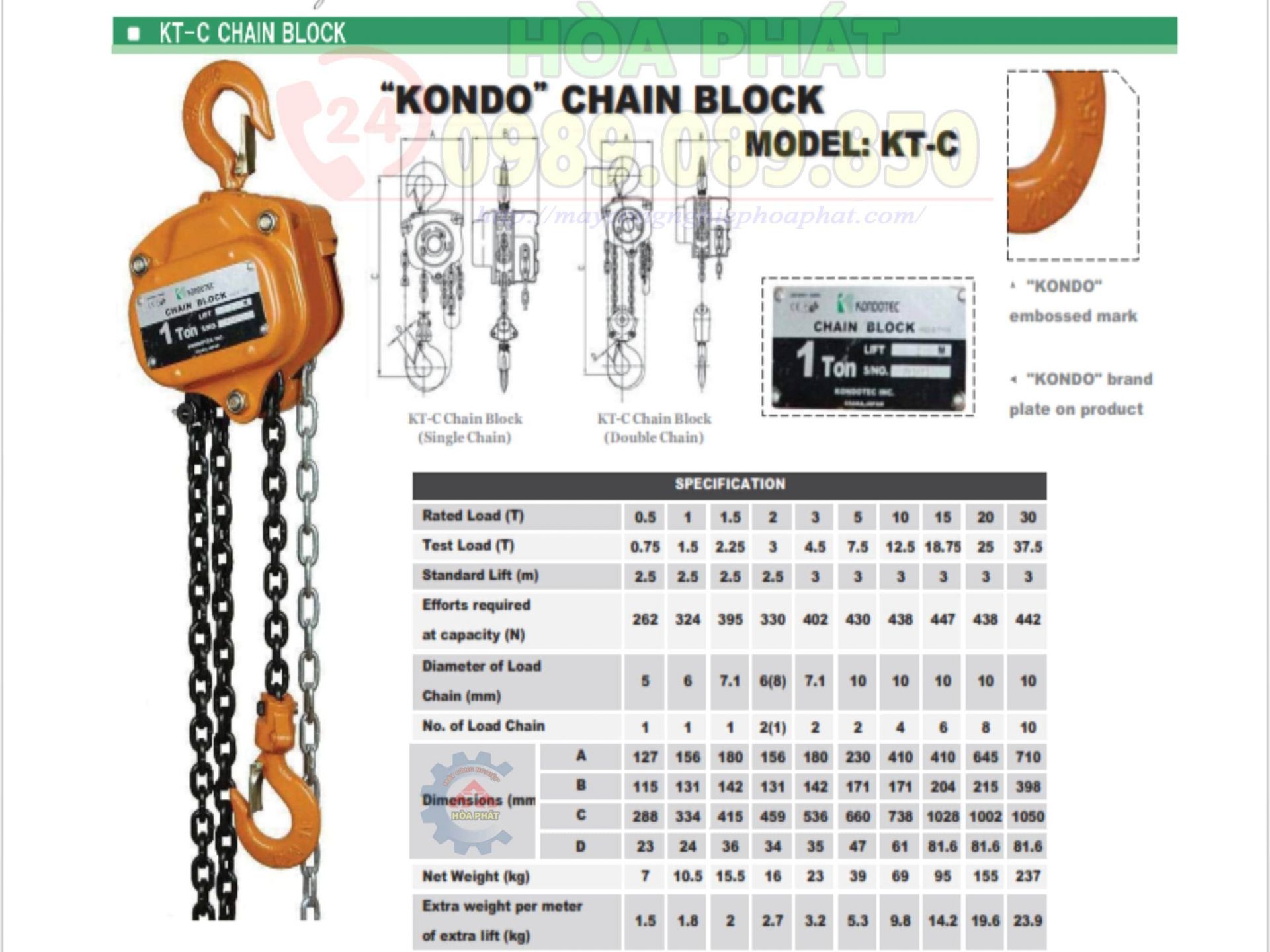 Catalog pa lăng x&iacute;ch k&eacute;o tay Kondotec.