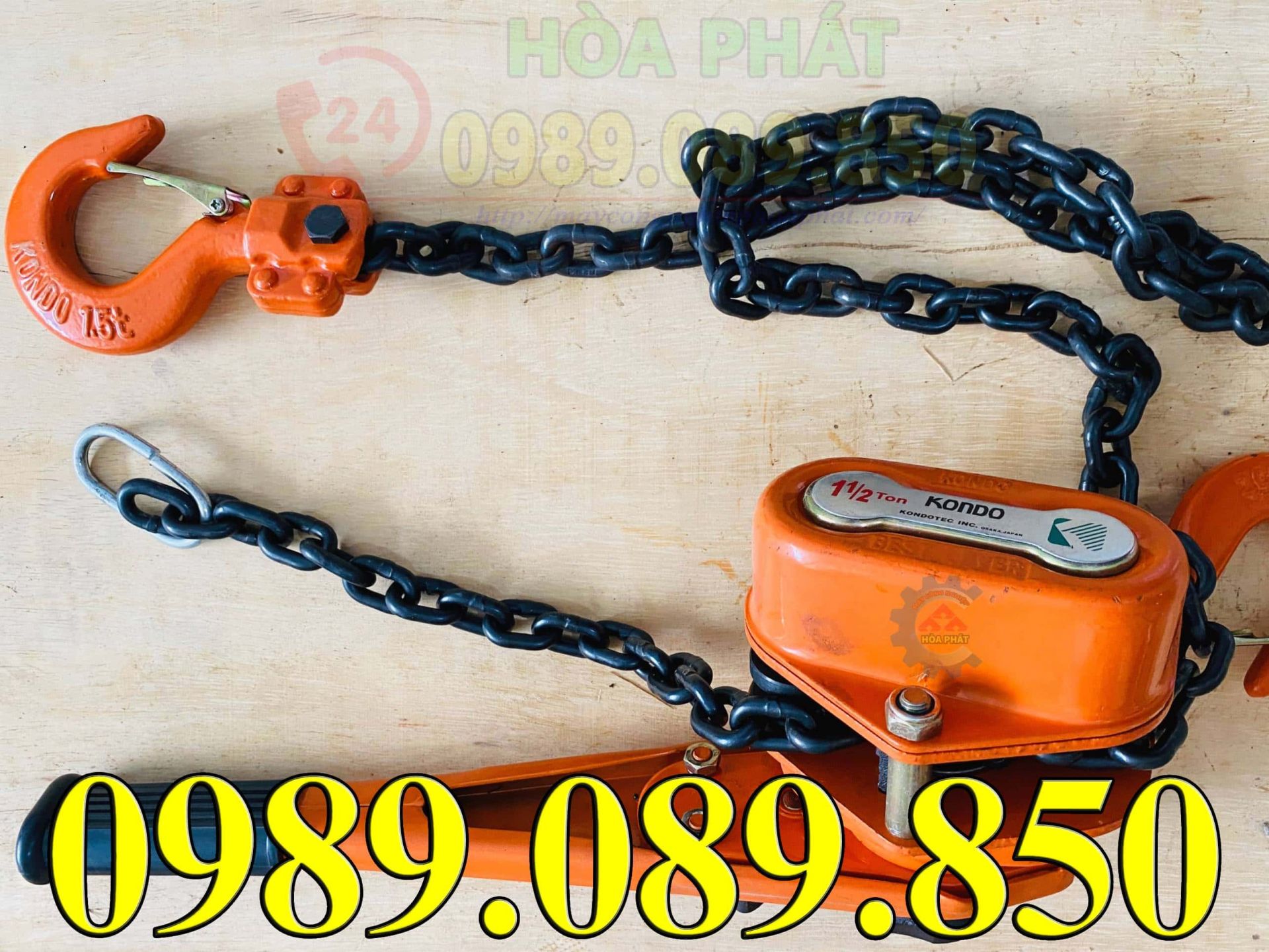 Pa lăng xích lắc tay Kondotec 1,5t chiều cao nâng 1,5M chất lượng.