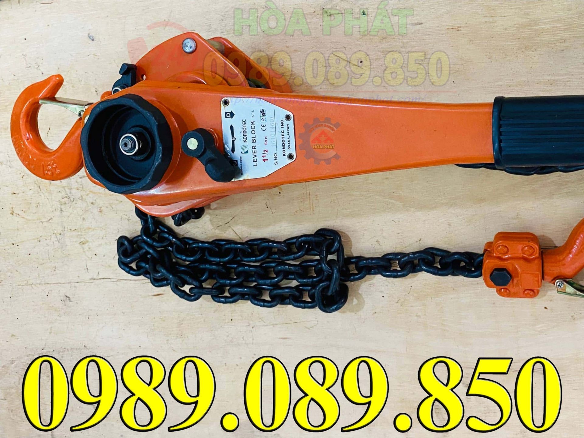 Pa lăng xích lắc tay Kondotec 1,5 tấn chính hãng.