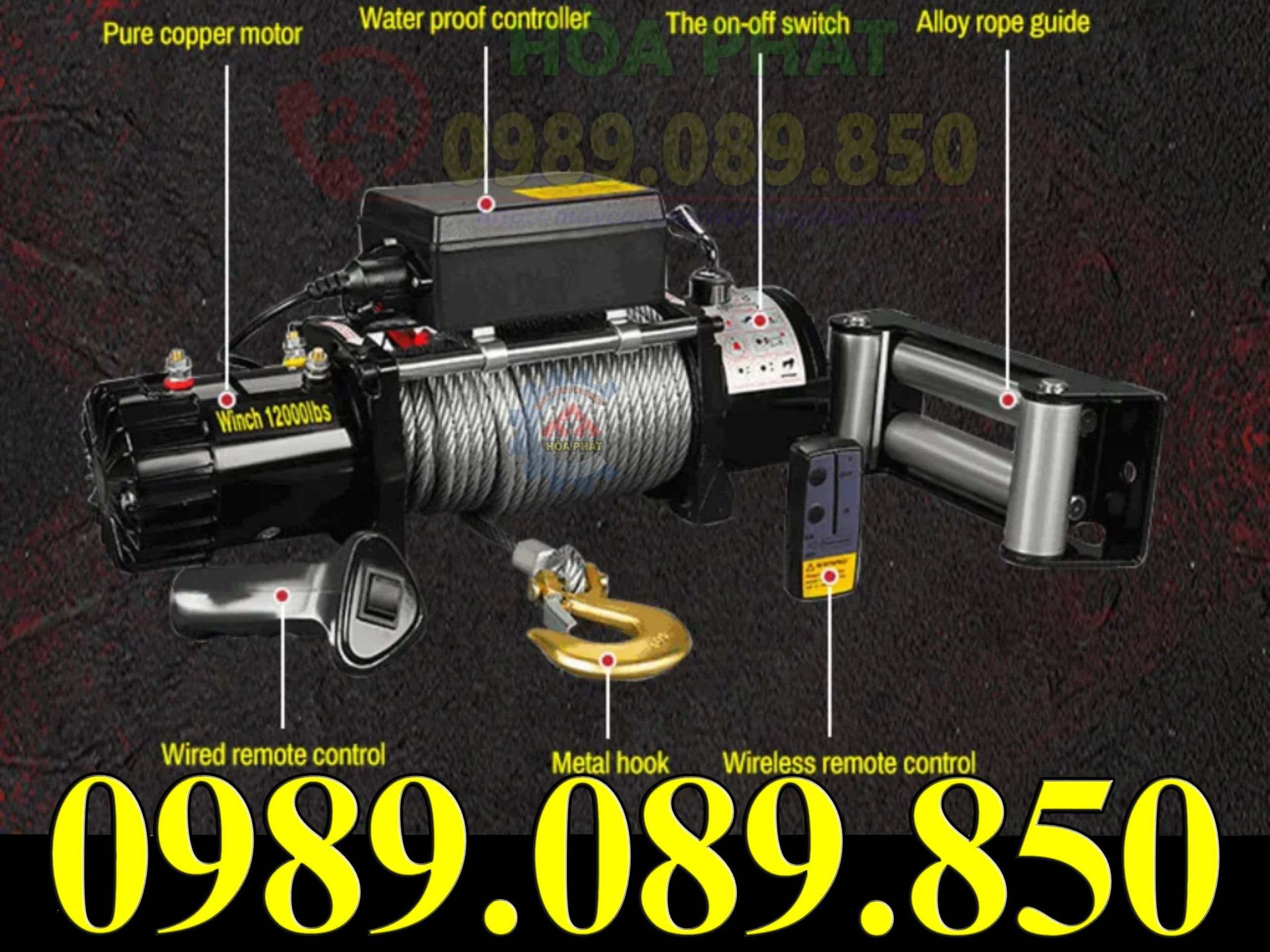 Cấu tạo chi tiết bộ phận tời điện ắc quy 12000lbs.