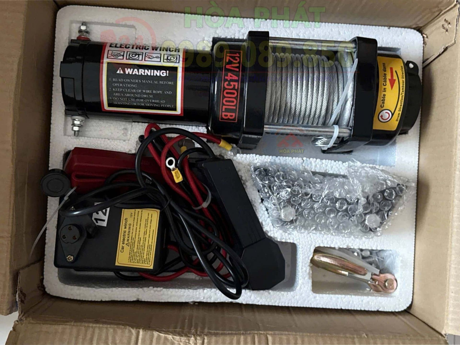 Tời điện ắc quy 12v/24v model 4500lbs giá tốt.