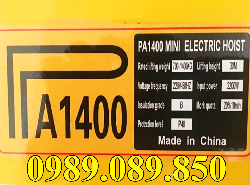 Thông số tời điện mini Pa1400